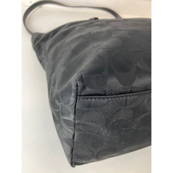COACH 33475 BLACK NYLON SIGNATURE PRINT WOMENS SHOULDER BAG - Picture 9 of 16